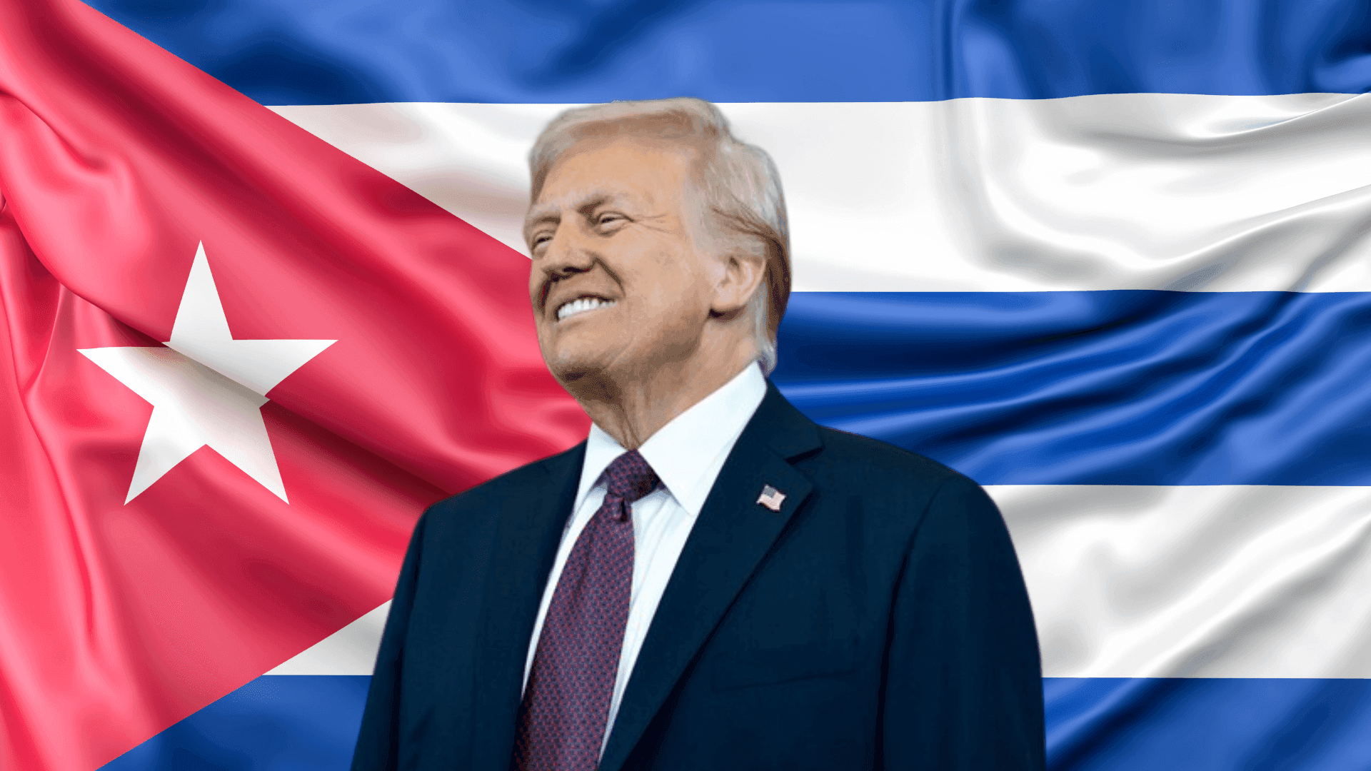 Trump y bandera cubana