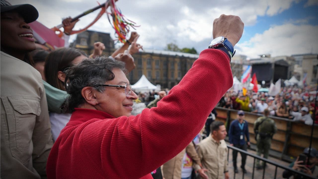El presidente Gustavo Petro en una manifestación. El presidente Gustavo Petro en una manifestación.