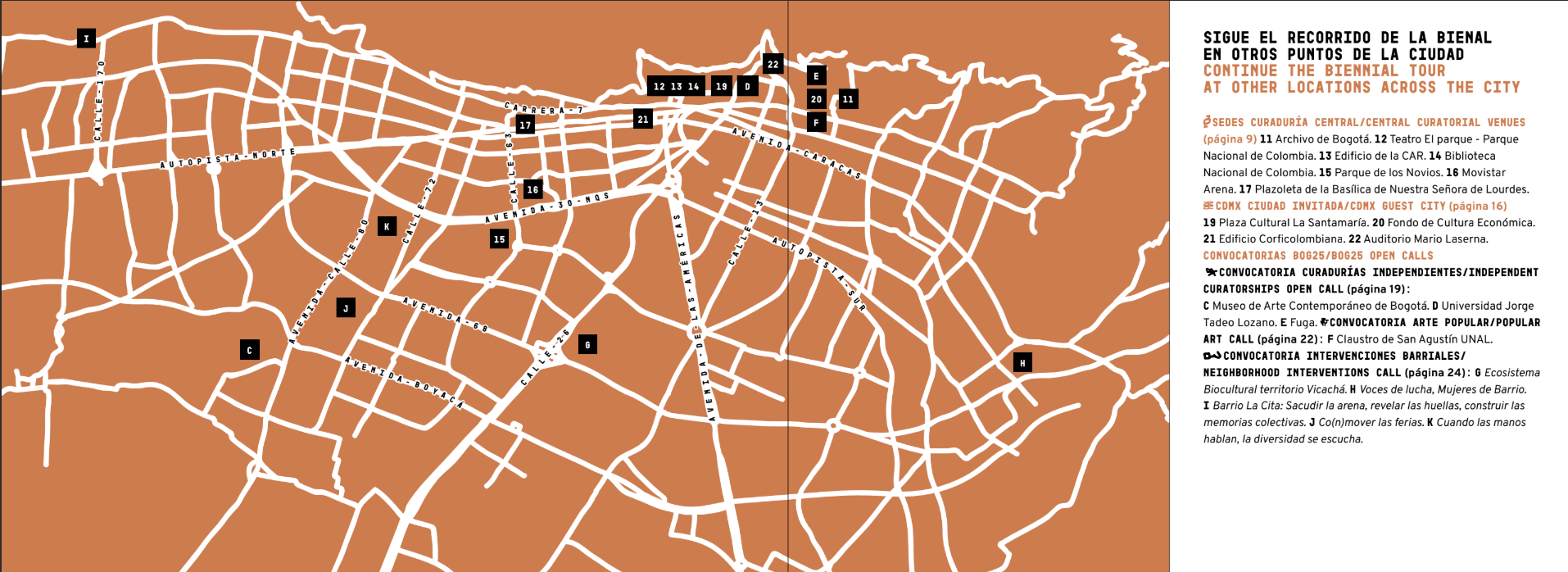 Mapa folleto de la Bienal Internacional de Arte y Ciudad