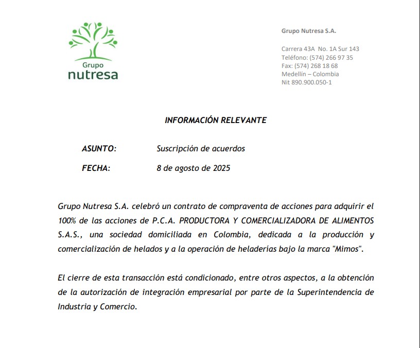 Nutresa Mimos Superfinanciera