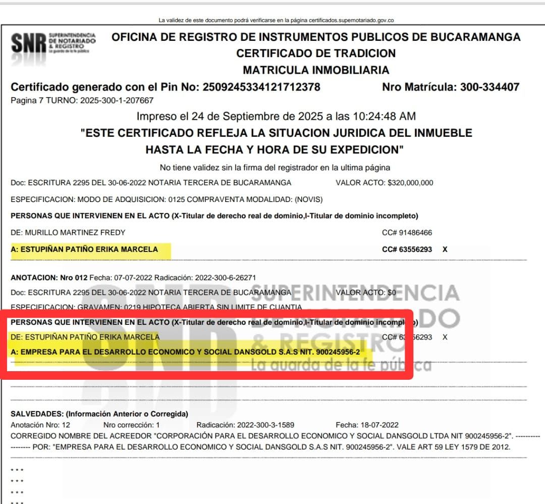 Certificado inmueble