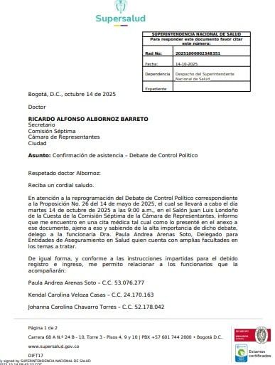 Excusa superintendente de Salud