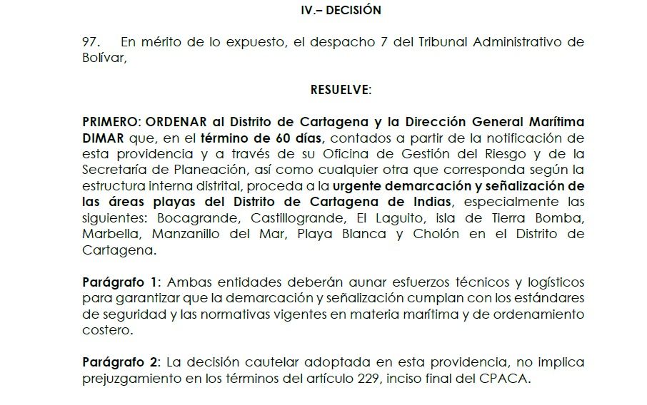 Fallo del Tribunal de Bolívar