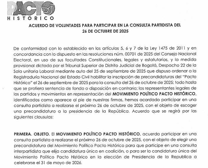 Declaración de voluntades del Pacto Histórico