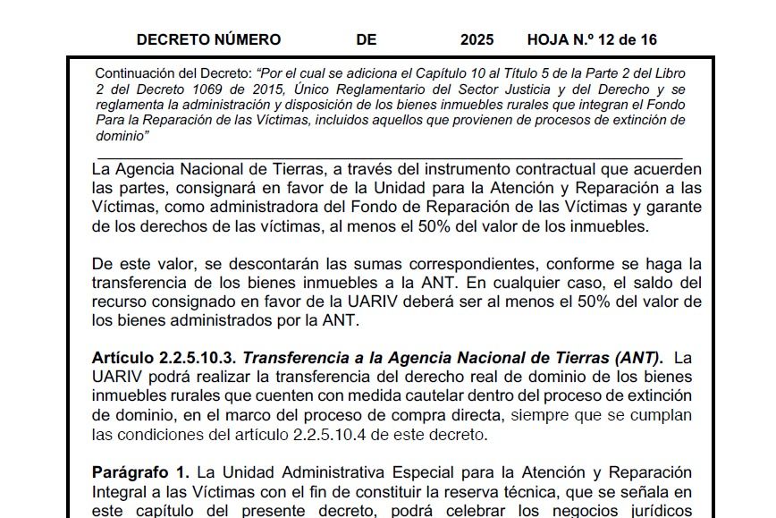 Borrador de decreto ANT