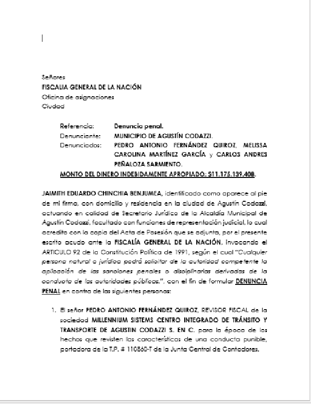 Denuncia presentada por la Alcaldía en contra de la empresa de Carlos Peñaloza.