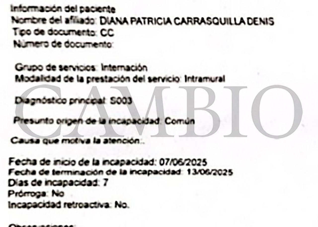 Incapacidad Diana Carrasquilla
