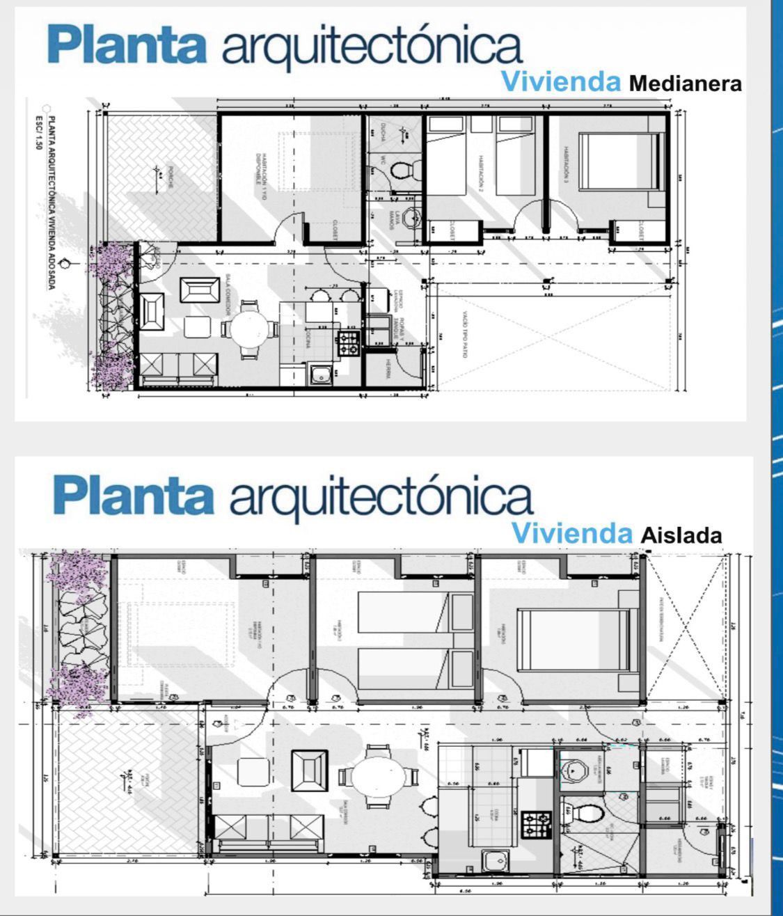 Las viviendas tendrán un área de 70 metros cuadrados, con tres habitaciones, un baño, cocina, sala-comedor, patio y zona de lavado, además de un diseño que permite su crecimiento progresivo.