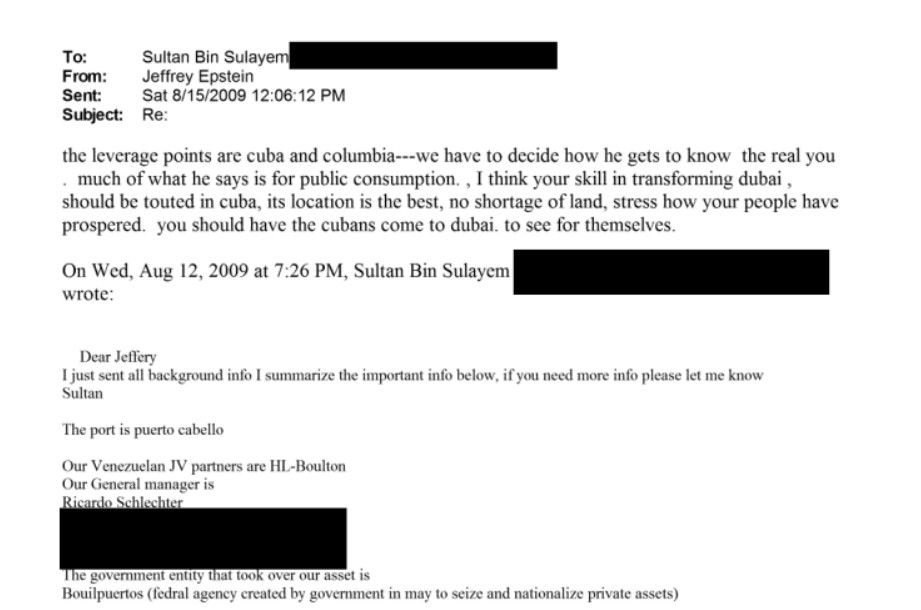 Correo Epstein sobre Venezuela