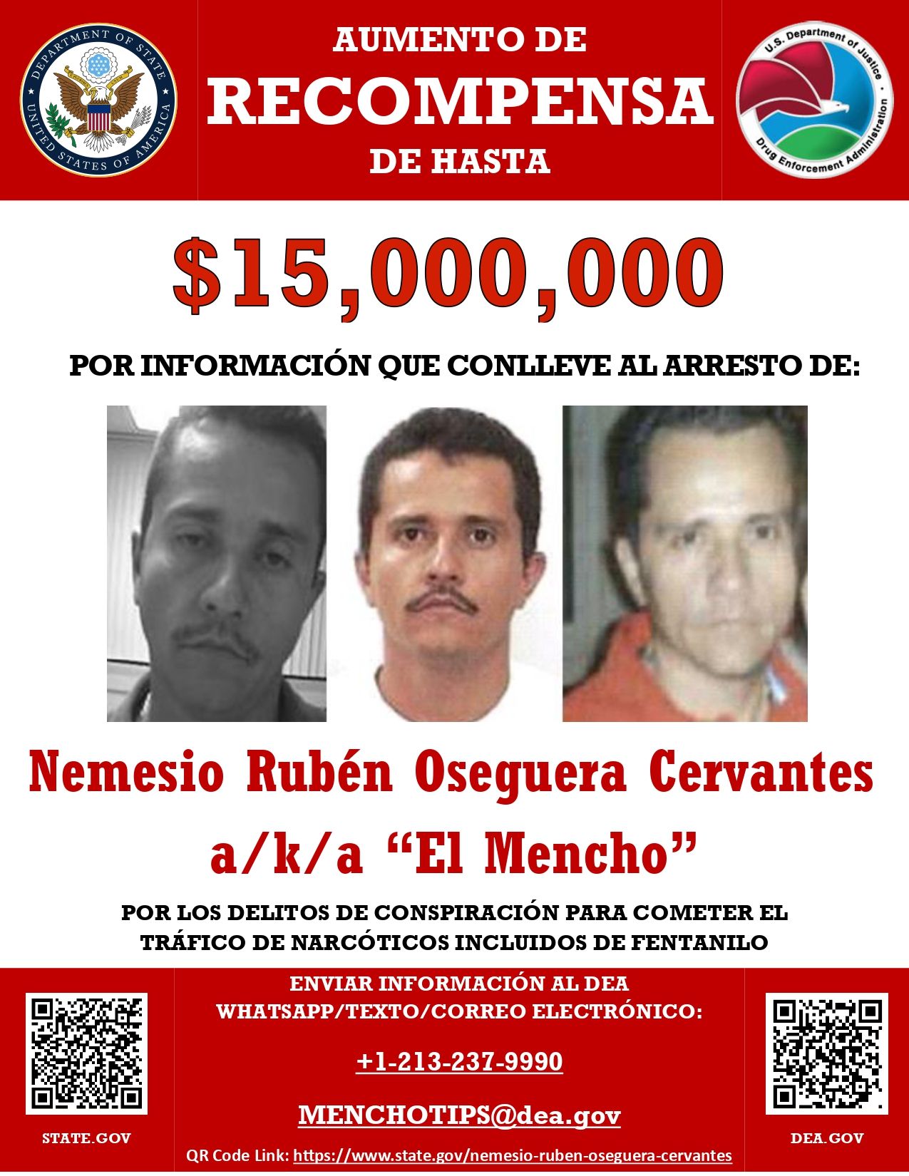 Alias El Mencho Cartel de busqueda