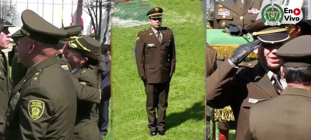 De izquierda a derecha: Andrés Vanegas y la coronel Erika Castellanos; Andrés Vanegas, y Vanegas saludando al general Salamanca.