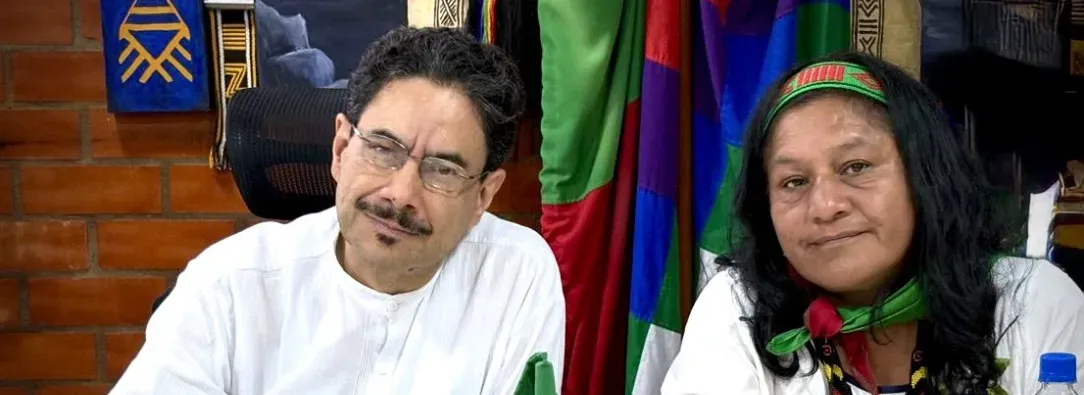 El candidato presidencial Iván Cepeda y su candidata a la vicepresidencial Aída Quilcué. Foto: Prensa Aída Quilcué.