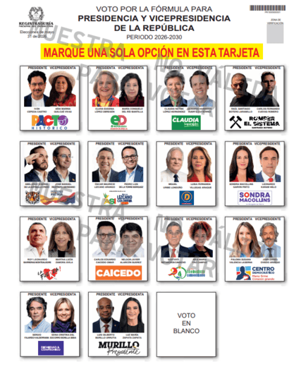 tarjetón presidenciales 2026