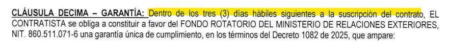 Contrato pasaportes cláusula garantías