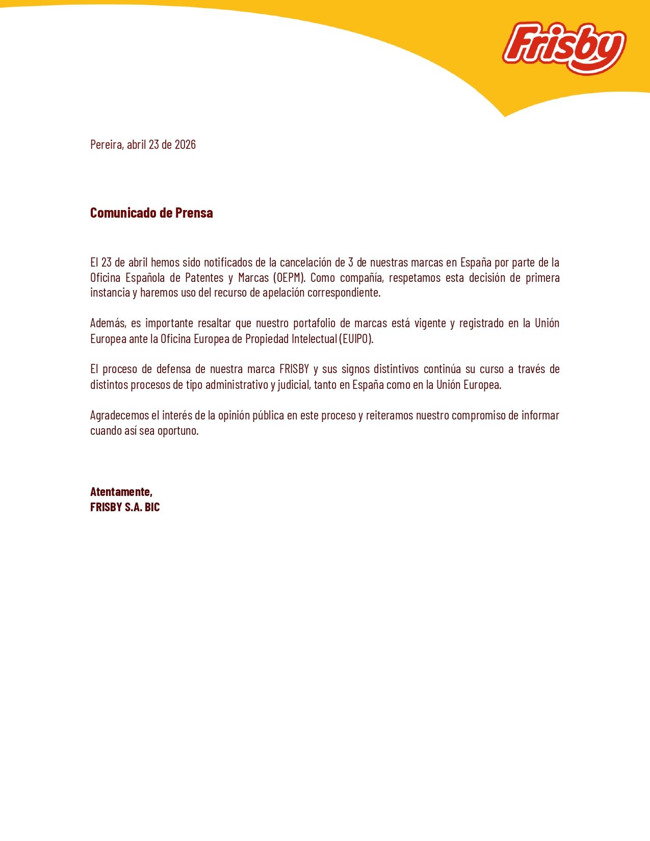 Frisby Colombia comuniado 10