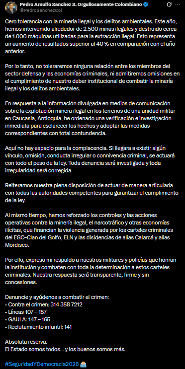 Comunicado de prensa ministro