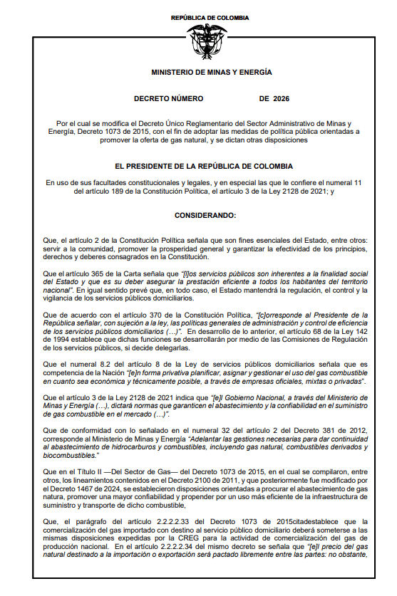 Borrador decreto estrechez de gas